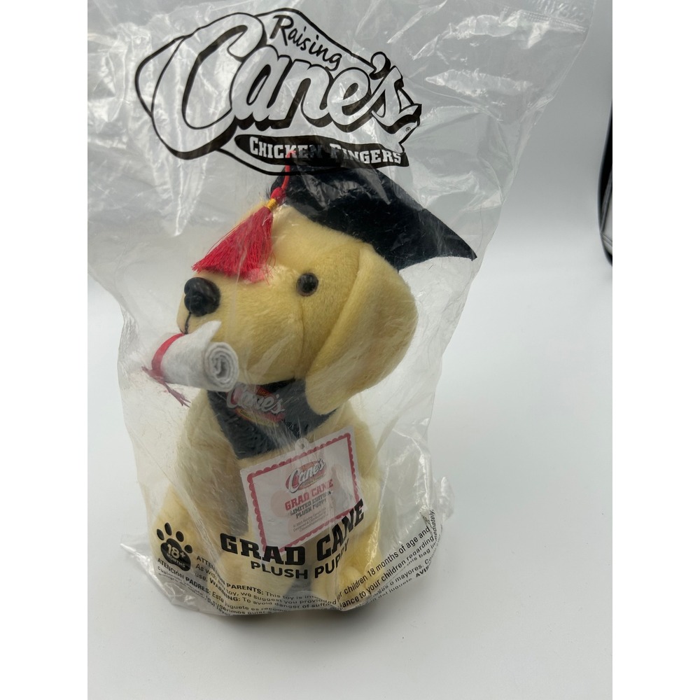 Raising Canes Grad Cane Limited Edition Plush Puppy Dog Graduation Yellow Lab 9"